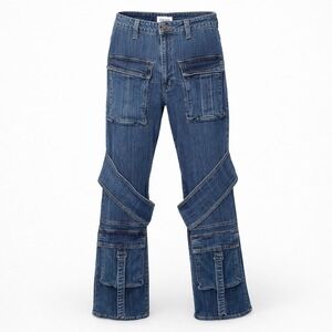 Y2K Aphrodite Cargo Jeans Flare Leg Size 13/31 Streetwear Gothic Grunge Punk